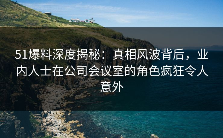 51爆料深度揭秘：真相风波背后，业内人士在公司会议室的角色疯狂令人意外