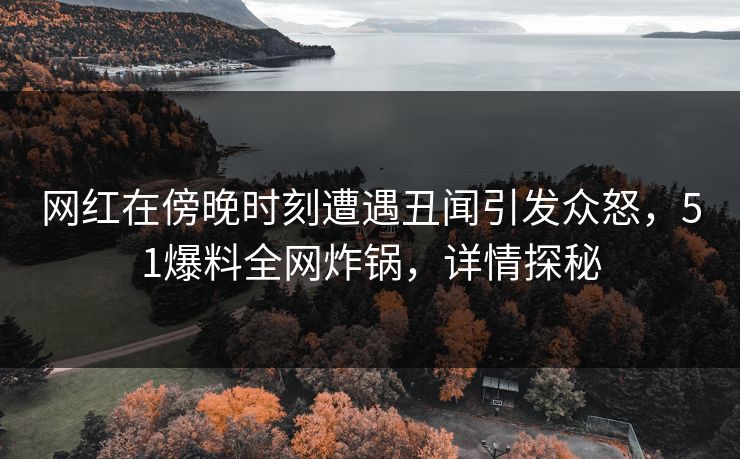 网红在傍晚时刻遭遇丑闻引发众怒，51爆料全网炸锅，详情探秘