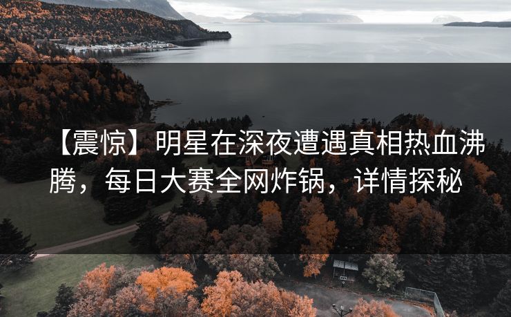 【震惊】明星在深夜遭遇真相热血沸腾，每日大赛全网炸锅，详情探秘