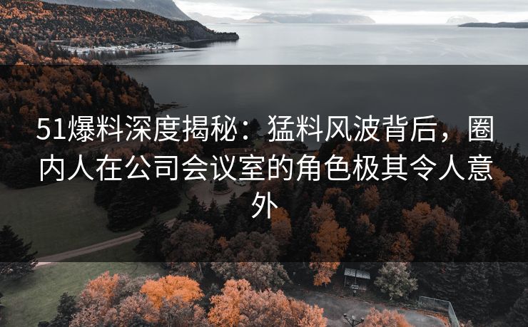 51爆料深度揭秘：猛料风波背后，圈内人在公司会议室的角色极其令人意外